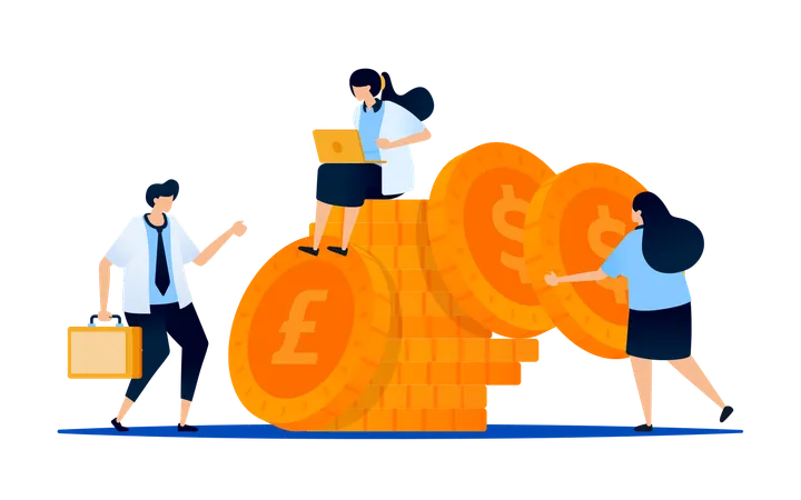 Menschen häufen Geld an  Illustration
