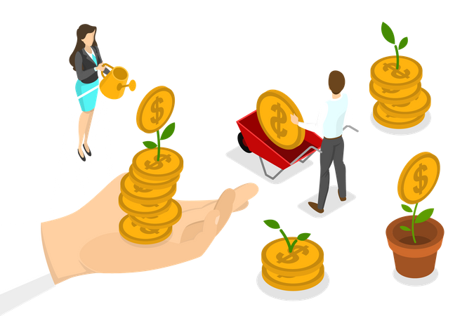 Leute, die Geld investieren  Illustration