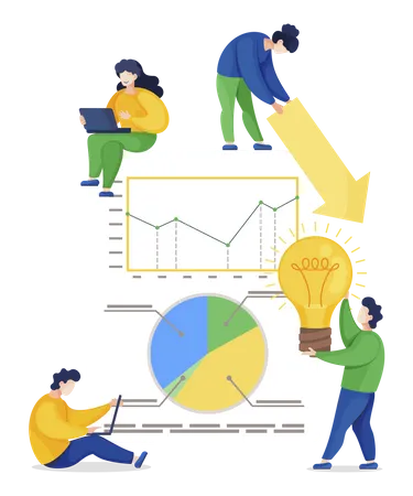 Personen, die im Team arbeiten, um Daten zu sammeln  Illustration