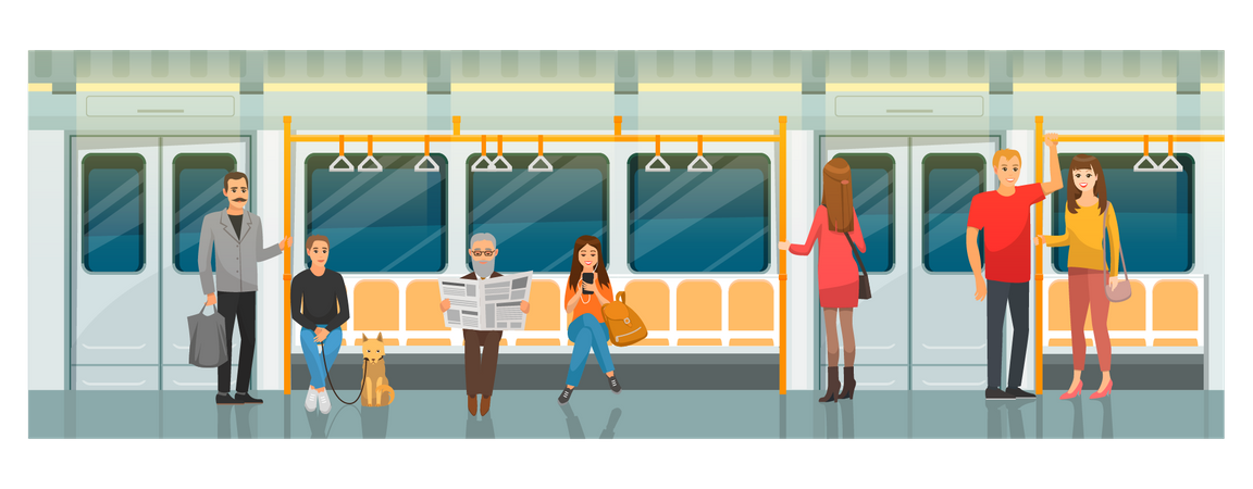 Menschen, die in der U-Bahn reisen  Illustration