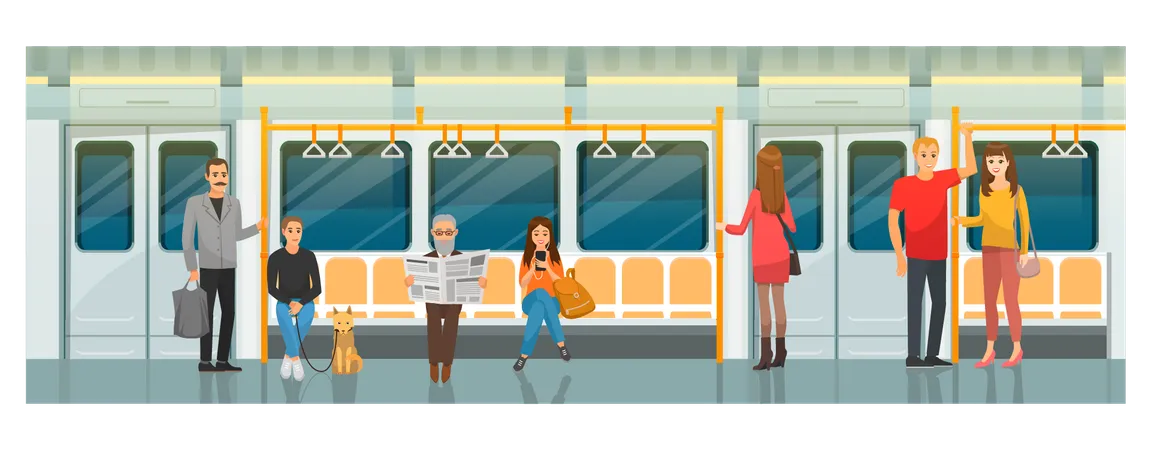 Menschen, die in der U-Bahn reisen  Illustration