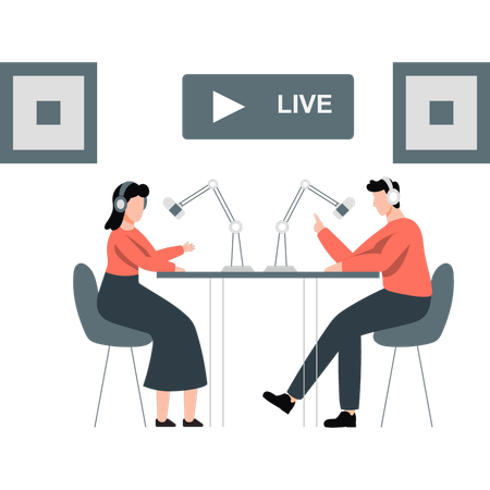 Leute, die Live-Podcasts machen  Illustration