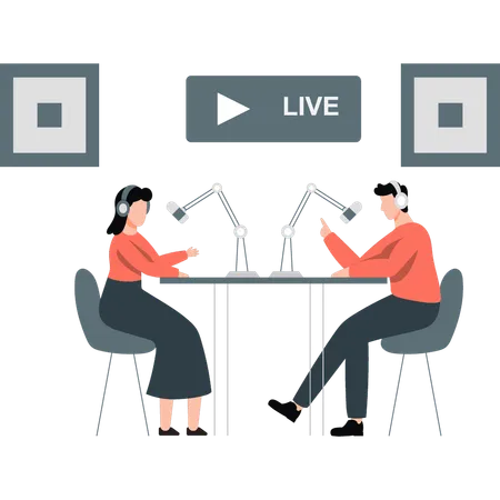 Leute, die Live-Podcasts machen  Illustration