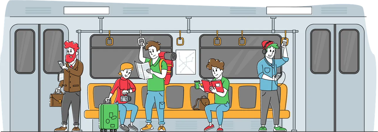 Pendler, die mit der U-Bahn pendeln  Illustration