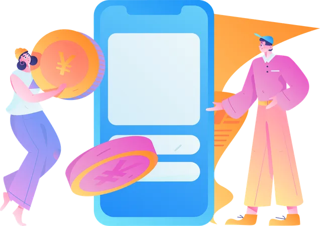 Personen, die mobil bezahlen  Illustration