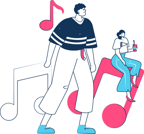 Leute, die Musik hören  Illustration