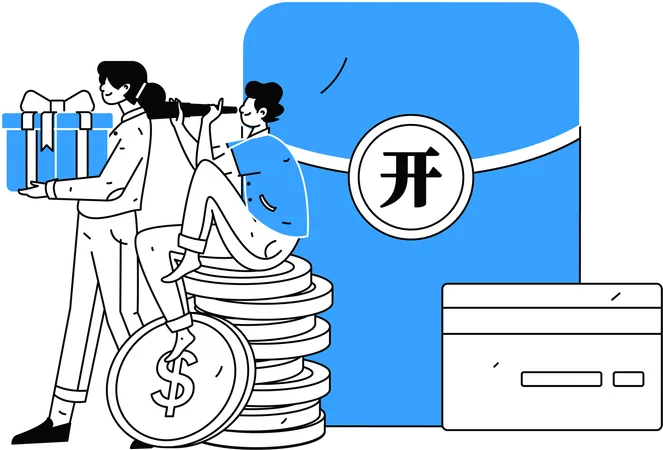 Menschen auf der Suche nach Investitionsmöglichkeiten  Illustration