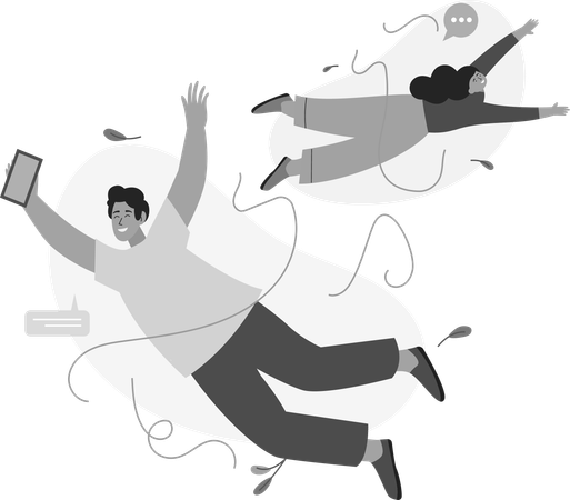 Leute, die online kommunizieren  Illustration