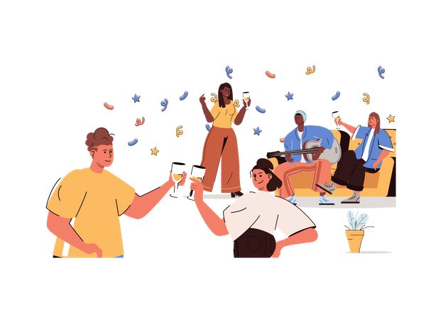 Leute, die Party machen  Illustration