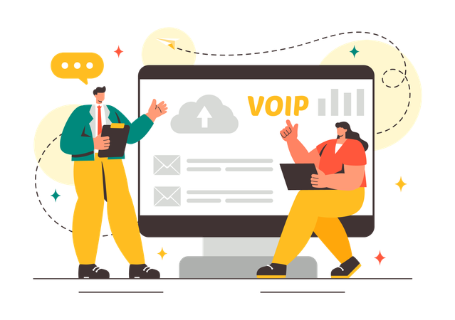 Menschen, die VOIP-Technologie nutzen  Illustration