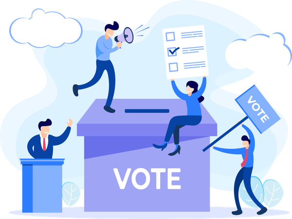 Menschen, die für politische Kandidaten stimmen  Illustration