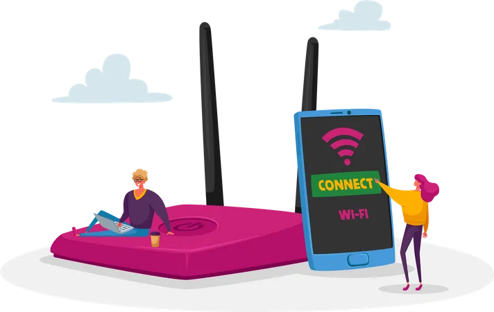 Personen, die WLAN nutzen  Illustration