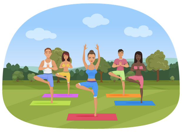 Menschen, die Yoga machen  Illustration