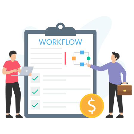 Leute diskutieren über Workflow  Illustration