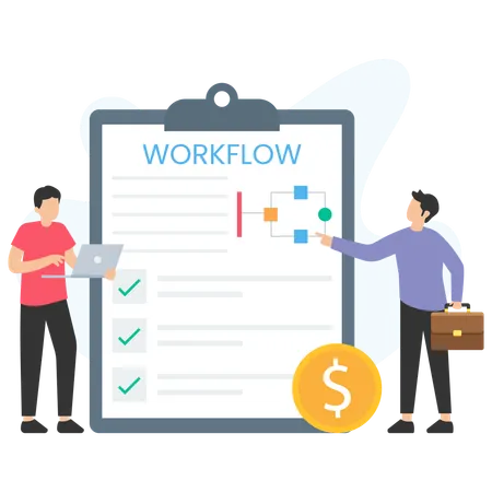 Leute diskutieren über Workflow  Illustration