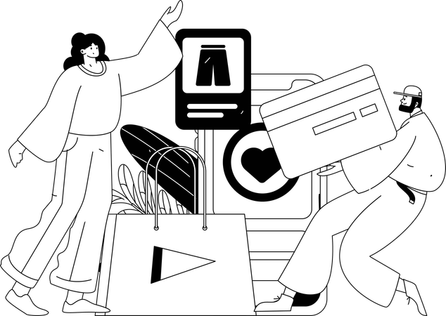 Leute beim Einkaufen  Illustration