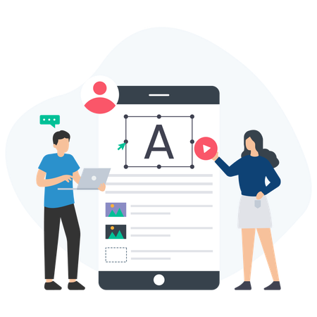 Leute, die das App-Layout entwickeln  Illustration