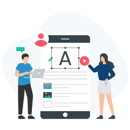 Leute, die das App-Layout entwickeln  Illustration