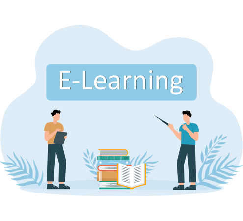 Menschen, die über E-Learning sprechen  Illustration