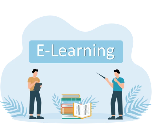 Menschen, die über E-Learning sprechen  Illustration