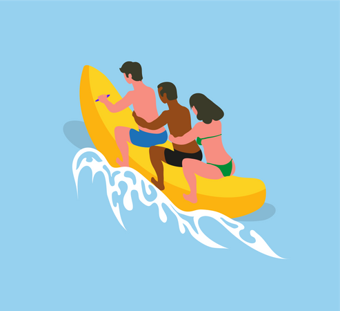 Leute, die Bananenboot-Jetski fahren  Illustration