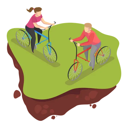 Die Leute fahren Fahrrad im öffentlichen Park  Illustration