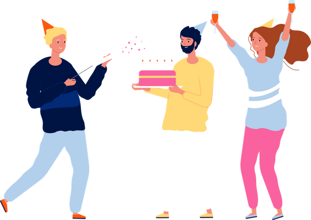 Leute, die Geburtstagsparty feiern  Illustration