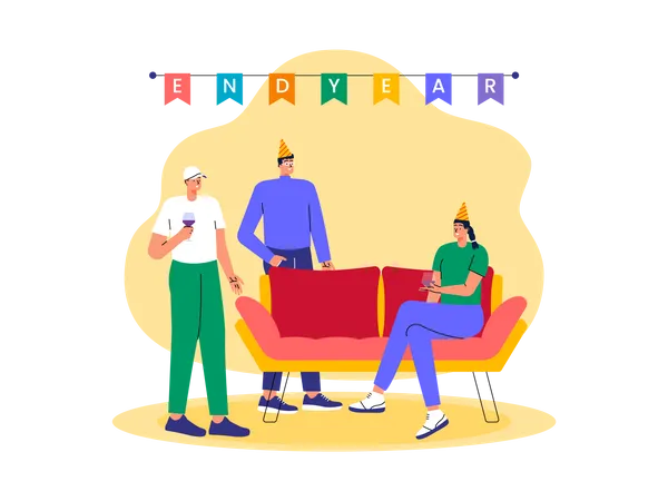 Menschen feiern Neujahr  Illustration