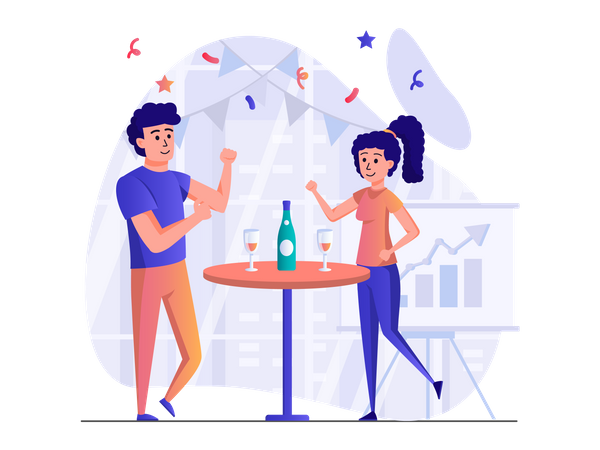 Menschen feiern und trinken Champagner  Illustration