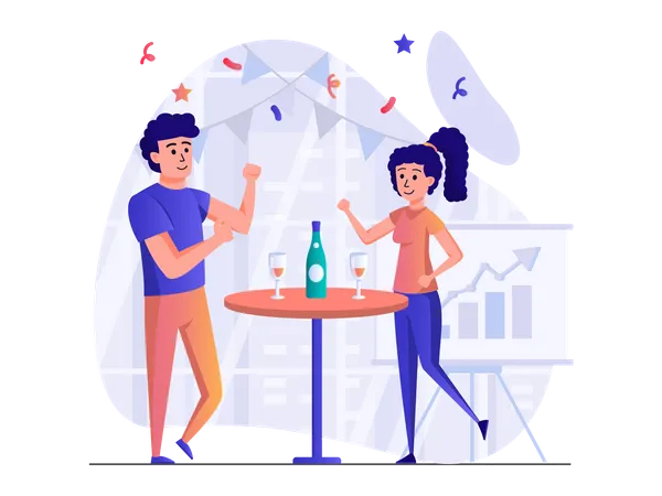 Menschen feiern und trinken Champagner  Illustration