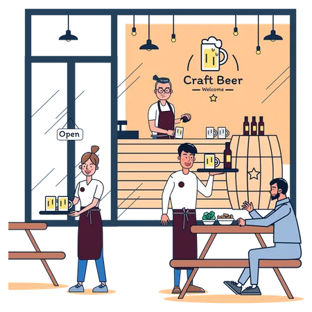 Leute genießen in der Bar  Illustration