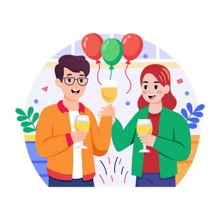 Die Leute genießen Partygetränke  Illustration