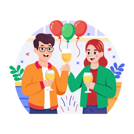 Die Leute genießen Partygetränke  Illustration