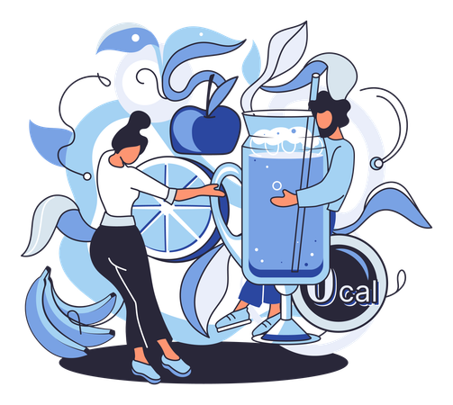 Menschen trinken Detox-Wasser  Illustration