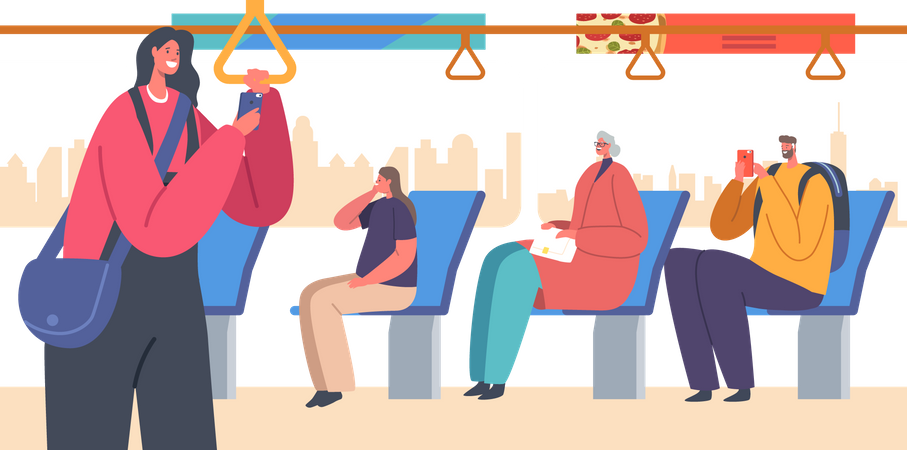 Leute im Bus  Illustration