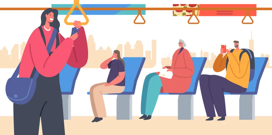 Leute im Bus  Illustration