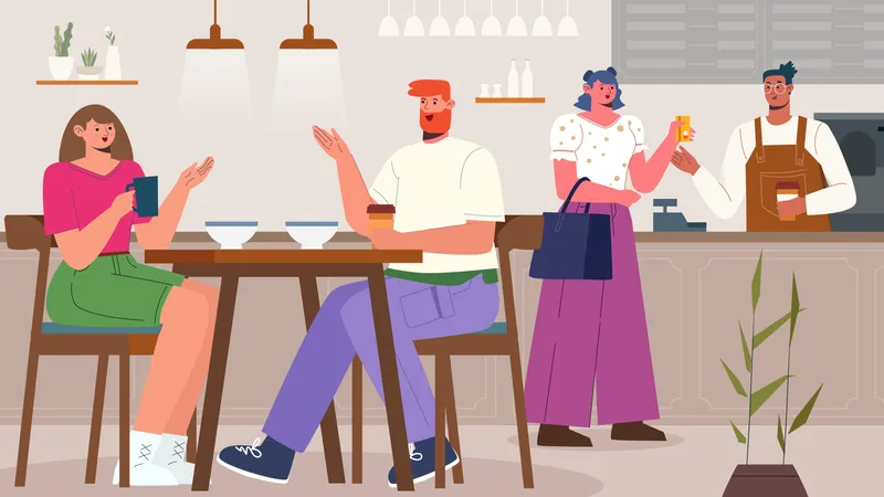 Leute im Café  Illustration