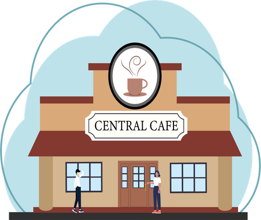 Leute im Central Café  Illustration