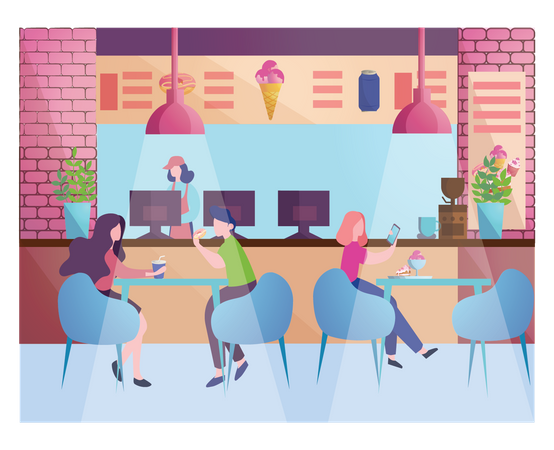 Leute im Restaurant  Illustration