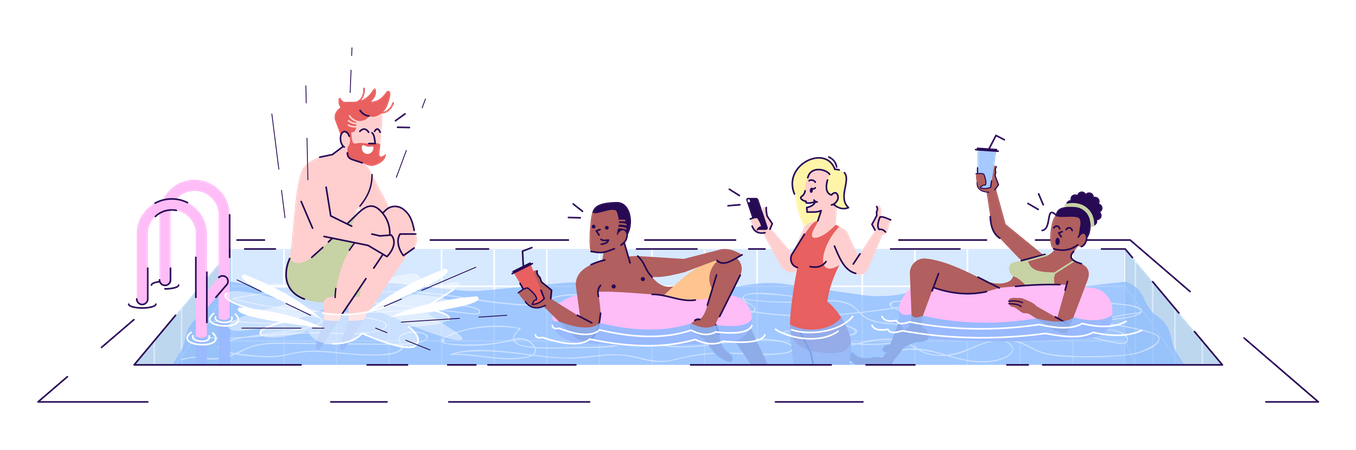 Menschen im Schwimmbad  Illustration