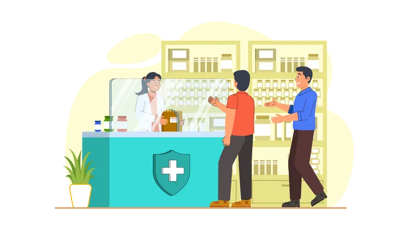 Menschen in der Apotheke  Illustration