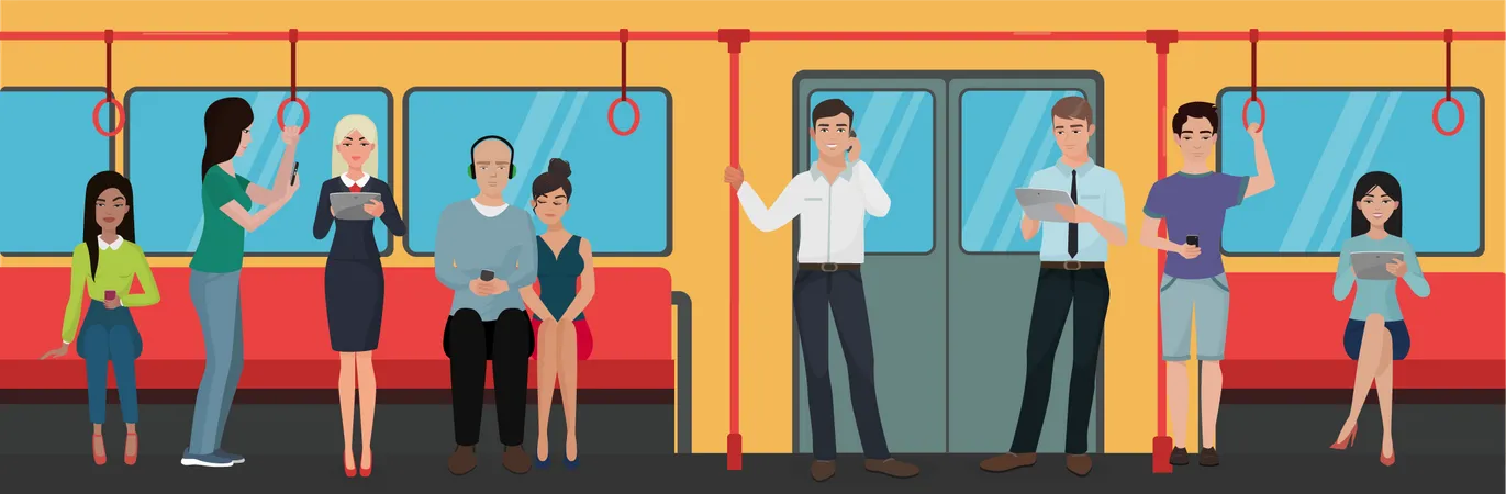 Menschen in der U-Bahn  Illustration