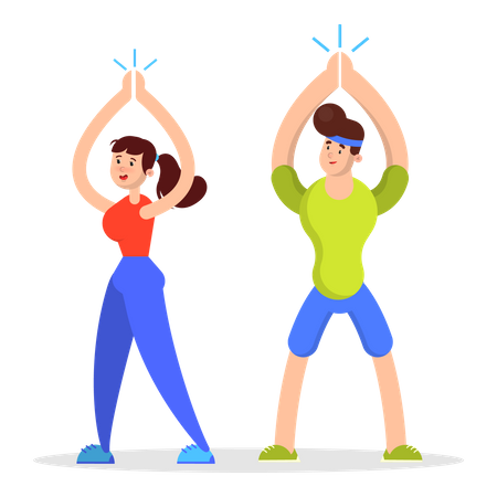 Menschen in Sportbekleidung machen Stretching  Illustration