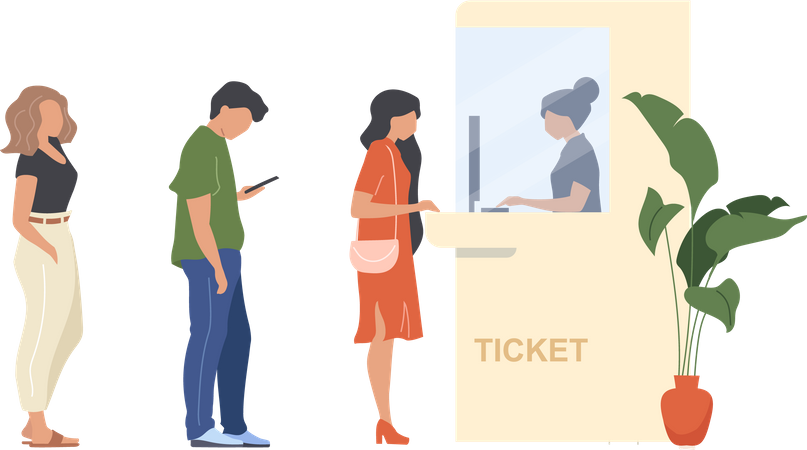 Leute kaufen Ticket  Illustration