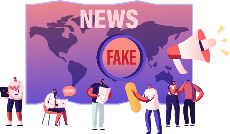 Menschen, die Fake News lesen  Illustration