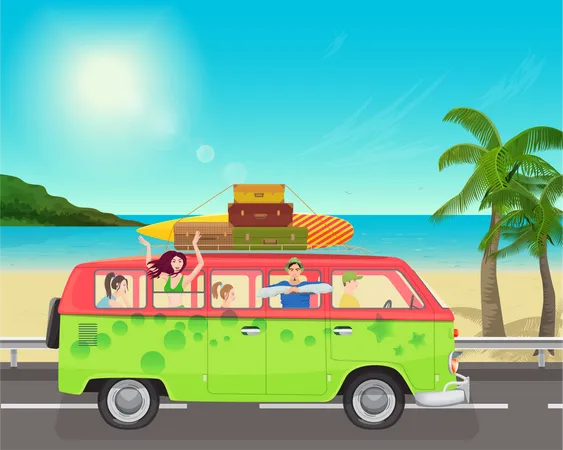 Leute, die einen Roadtrip machen  Illustration