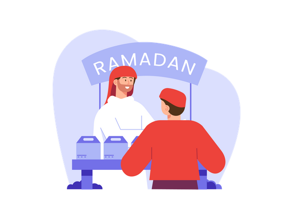 Menschen beim Einkaufen für den Ramadan  Illustration