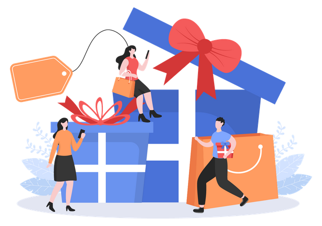 Menschen mit Geschenken  Illustration