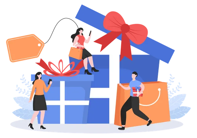 Menschen mit Geschenken  Illustration