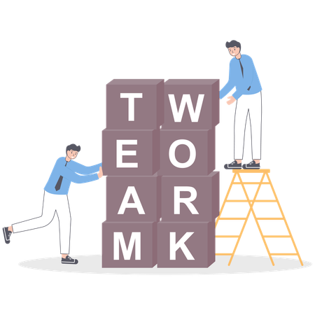 Menschen mit Wort Teamwork-Box  Illustration